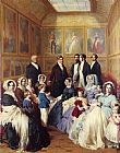 Famous Queen Paintings - Queen Victoria and Prince Albert with the Family of King Louis Philippe at the Chateau D'Eu